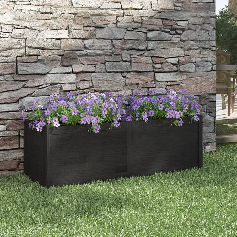 Berkfield Garden Planter Black 150x50x50 cm Solid Pinewood