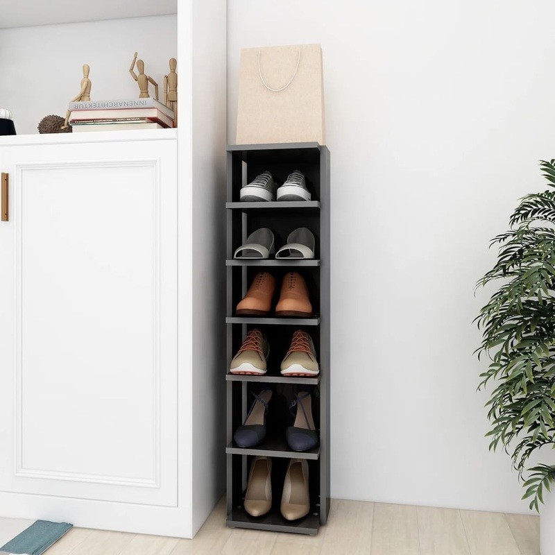 Berkfield Shoe Cabinet High Gloss Grey 27.5x27x102 cm Engineered Wood