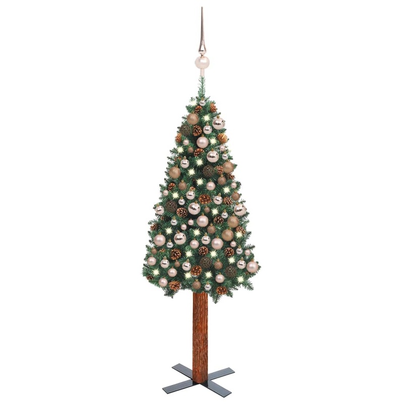 Berkfield Slim Christmas Tree with LEDs&Ball Set Green 180 cm PVC