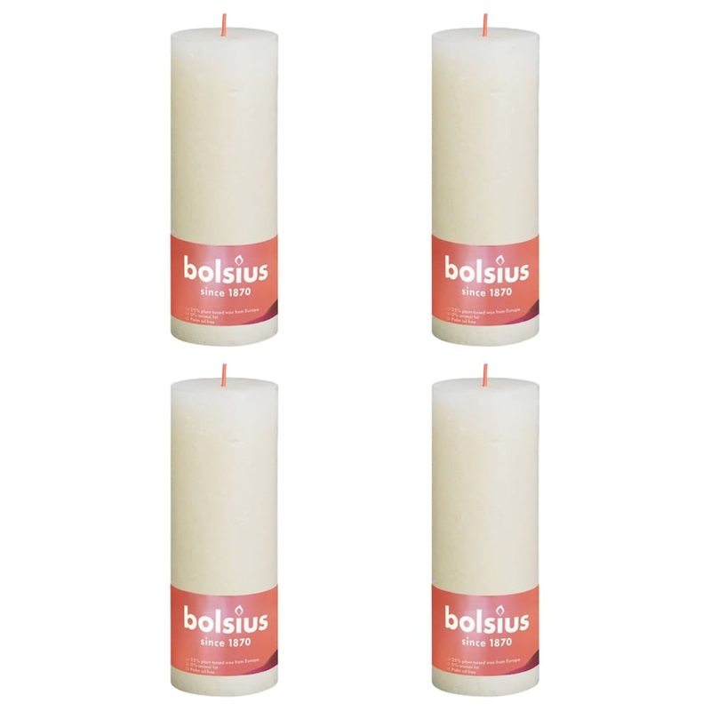 Bolsius Rustic Pillar Candles Shine 4 pcs 190×68 mm Soft Pearl