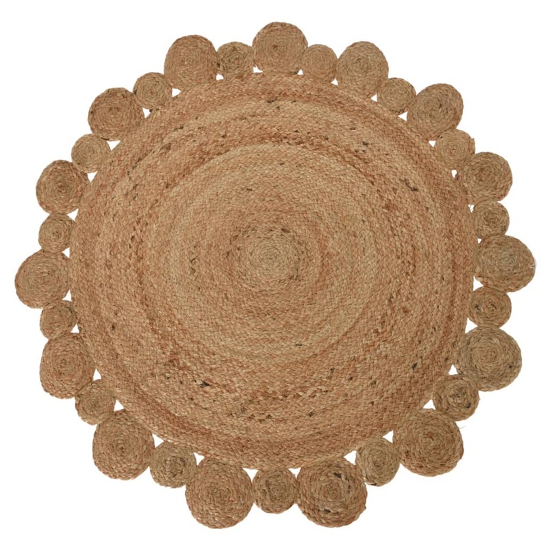 H&S Collection Rug with Flower Edge 90 cm Natural