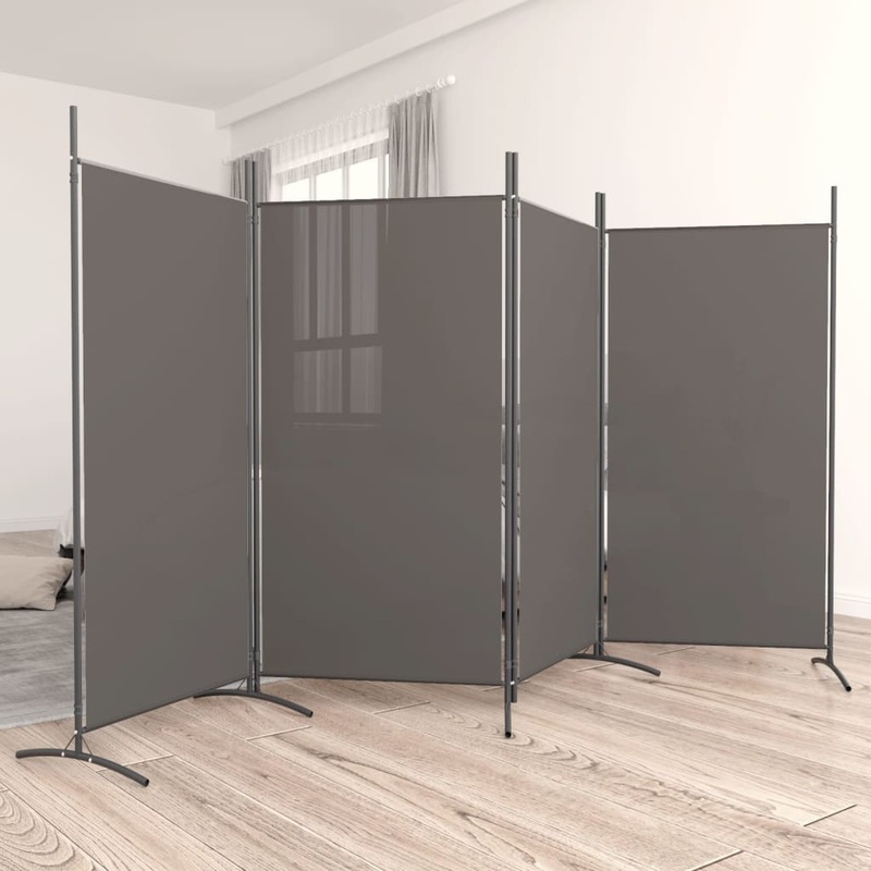 Berkfield 4-Panel Room Divider Anthracite 346×180 cm Fabric