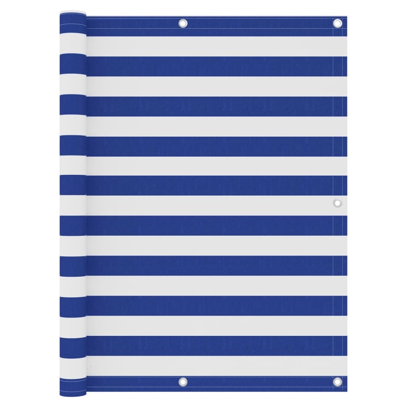 Berkfield Balcony Screen White and Blue 120×500 cm Oxford Fabric