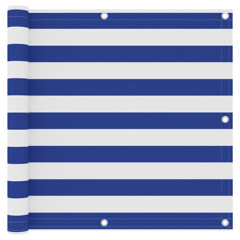 Berkfield Balcony Screen White and Blue 90×400 cm Oxford Fabric