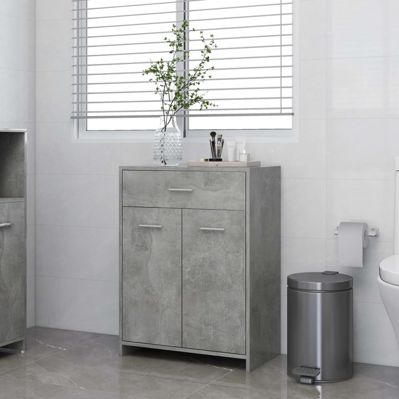 Berkfield Bathroom Cabinet Concrete Grey 60x33x80 cm Engineered Wood