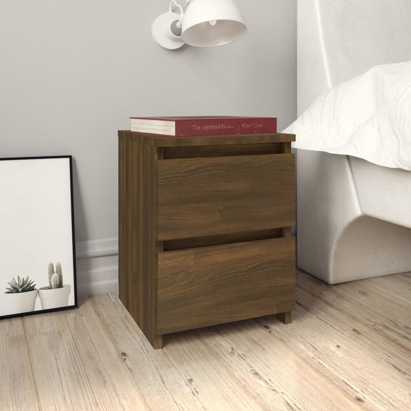 Berkfield Bedside Cabinet Brown Oak 30x30x40 cm Engineered Wood