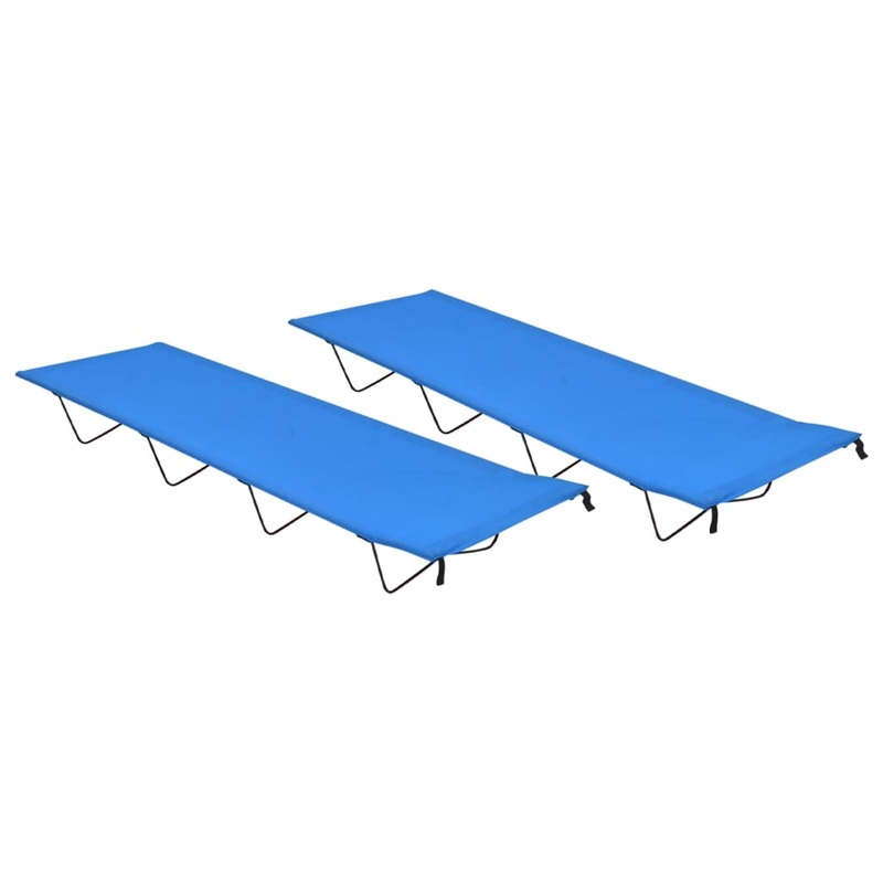 Berkfield Camping Beds 2 pcs 180x60x19 cm Oxford Fabric and Steel Blue