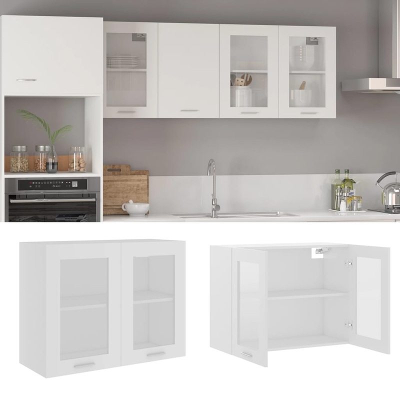 Berkfield Hanging Glass Cabinet White 80x31x60 cm Engineered Wood