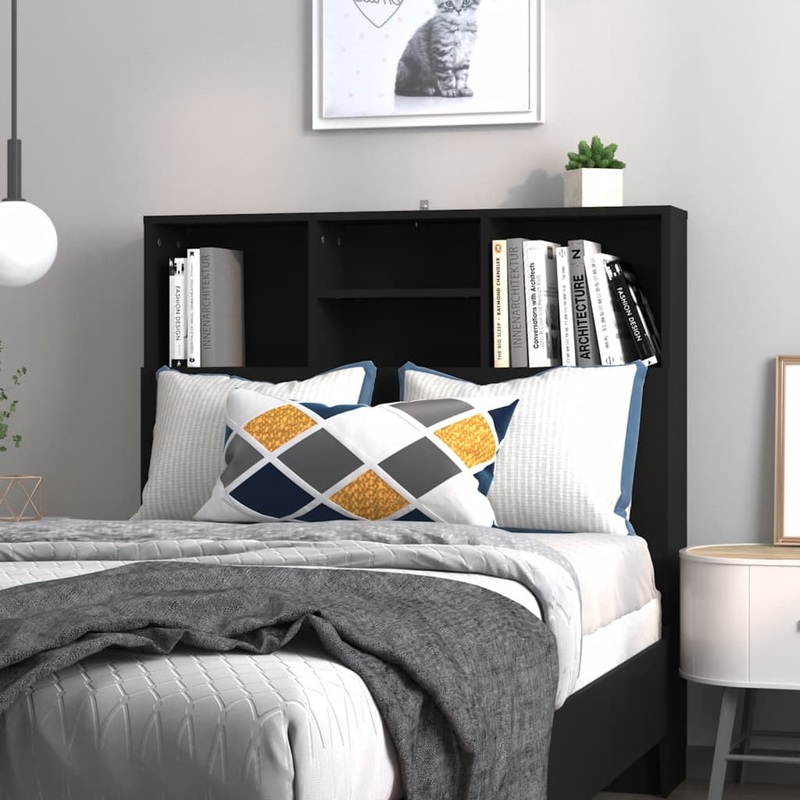Berkfield Headboard Cabinet Black 100x19x103.5 cm