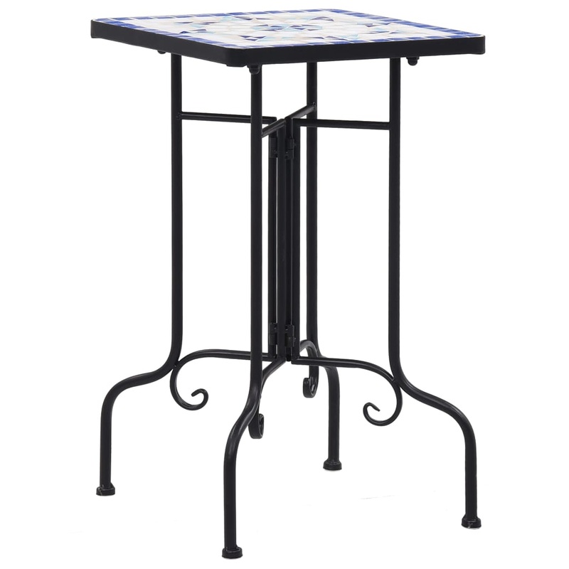Berkfield Mosaic Side Table Blue and White Ceramic