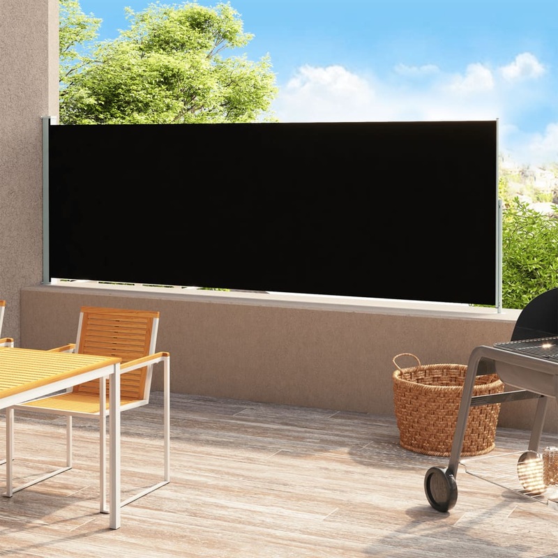 Berkfield Patio Retractable Side Awning 180×500 cm Black