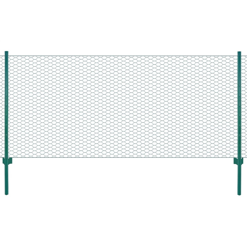 Berkfield Wire Mesh Fence with Posts Steel 25×0.5 m Green