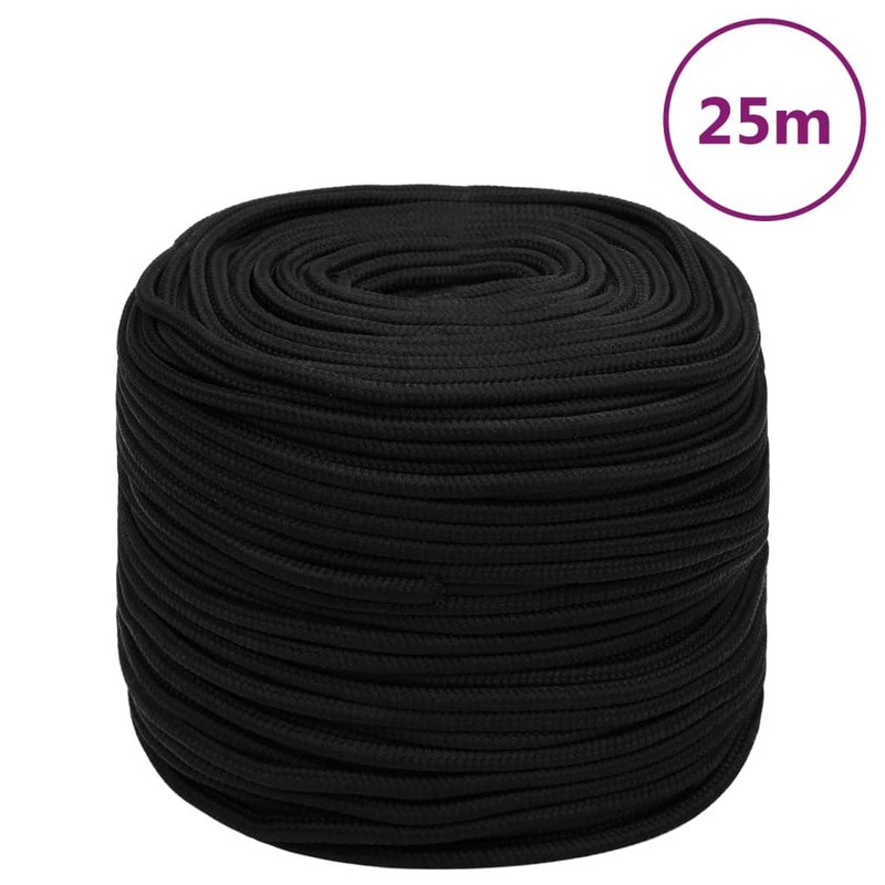 Berkfield Work Rope Black 6 mm 25 m Polyester