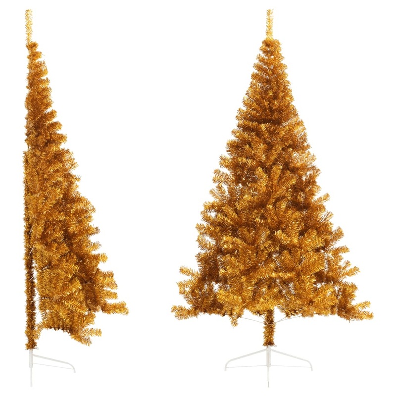 Berkfield Artificial Half Christmas Tree with Stand Gold 240 cm PVC