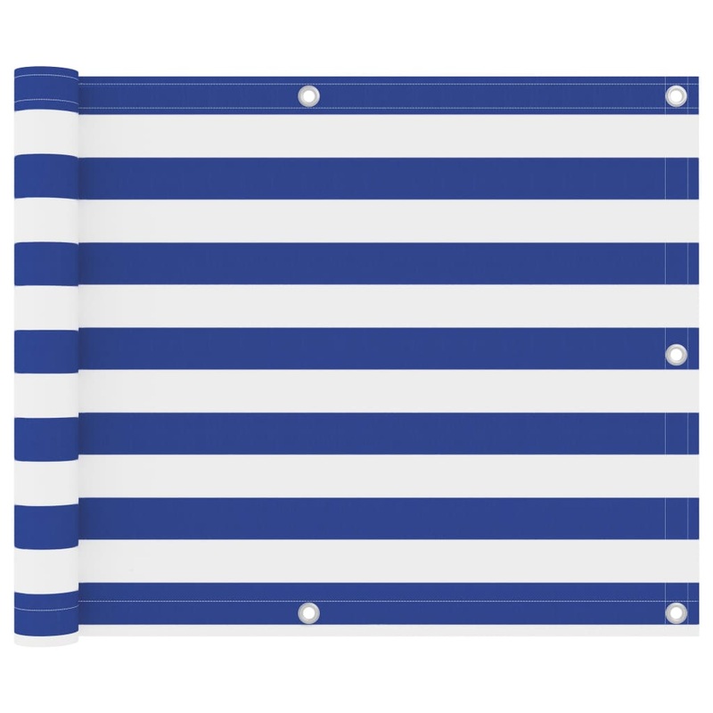 Berkfield Balcony Screen White and Blue 75×600 cm Oxford Fabric