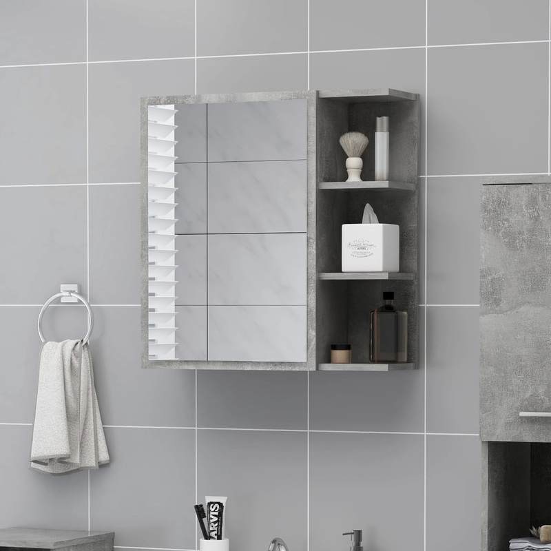 Berkfield Bathroom Mirror Cabinet Concrete Grey 62.5×20.5×64 cm Engineered Wood
