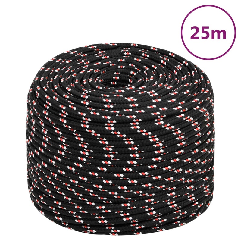 Berkfield Boat Rope Black 6 mm 25 m Polypropylene