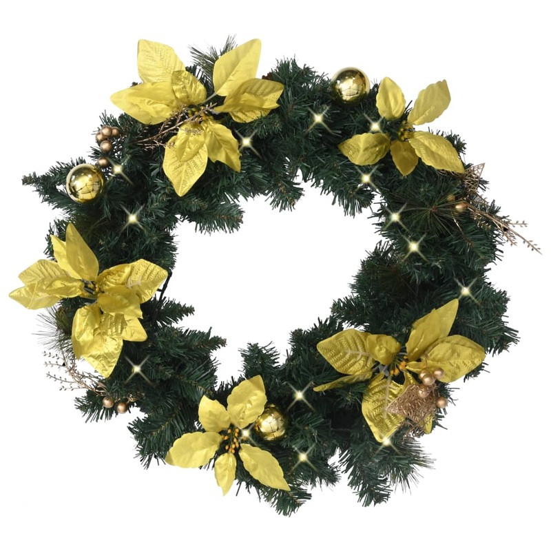 Berkfield Christmas Wreath with LED Lights Green 60 cm PVC