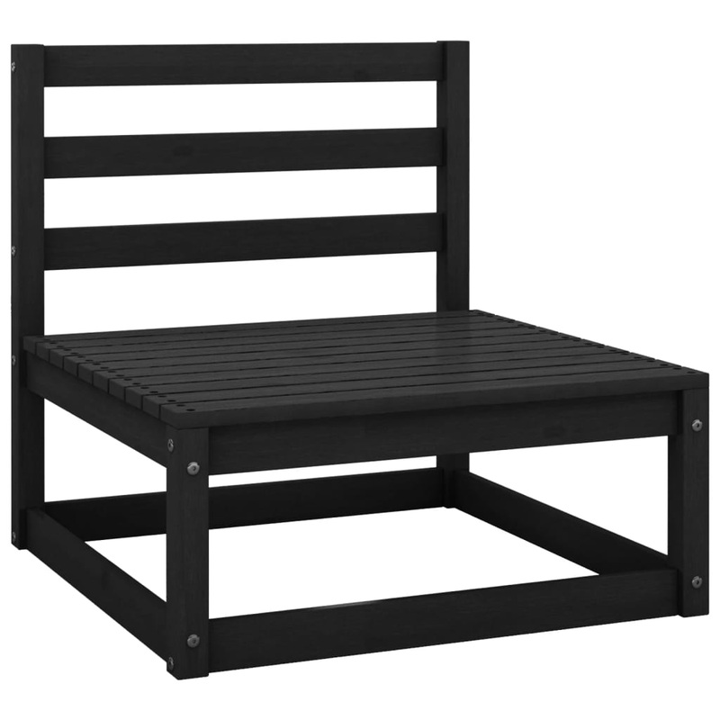 Berkfield Garden Middle Sofa Black Solid Wood Pine
