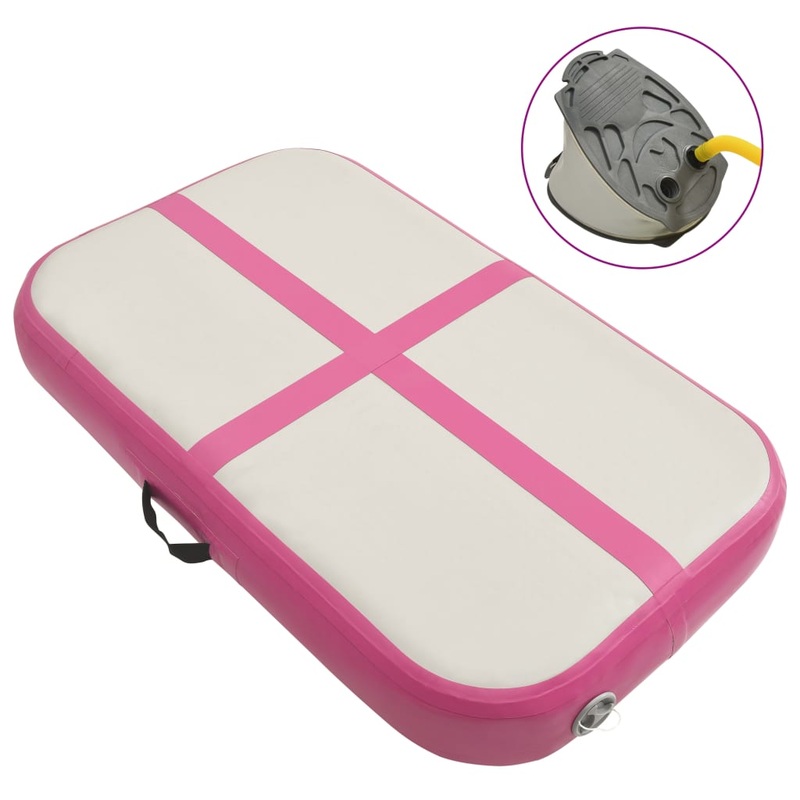 Berkfield Inflatable Gymnastics Mat with Pump 60x100x10 cm PVC Pink