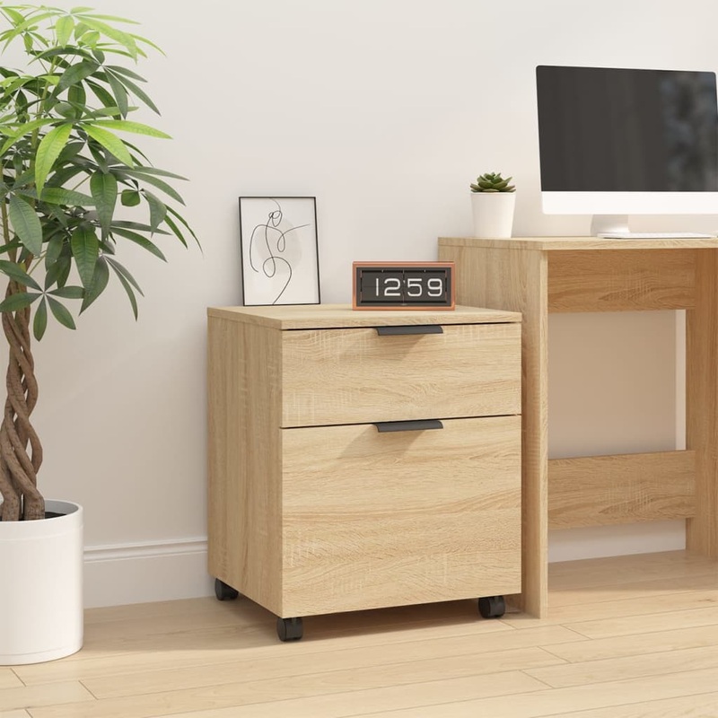 Berkfield Mobile File Cabinet with Wheels Sonoma Oak 45x38x54 cm Engineered Wood