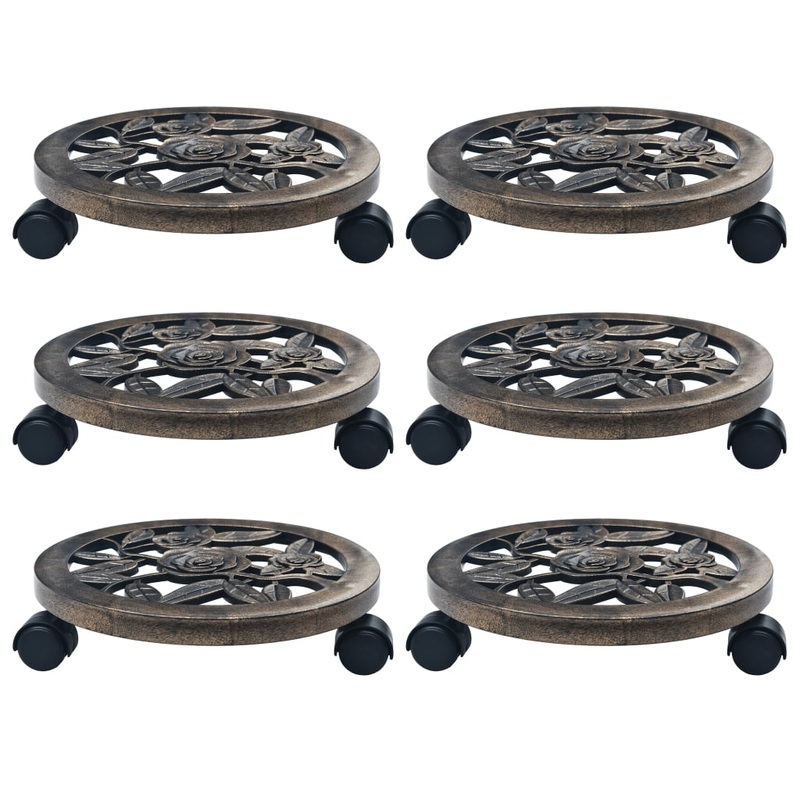 Berkfield Plant Trolleys 6 pcs Bronze 30 cm Plastic