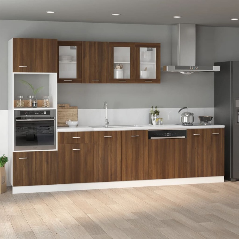 Berkfield Sink Bottom Cabinet Brown Oak 80x46x81.5 cm Engineered Wood
