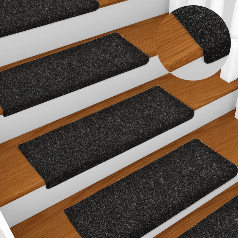 Berkfield Stair Mats 10 pcs Black 65x21x4 cm Needle Punch
