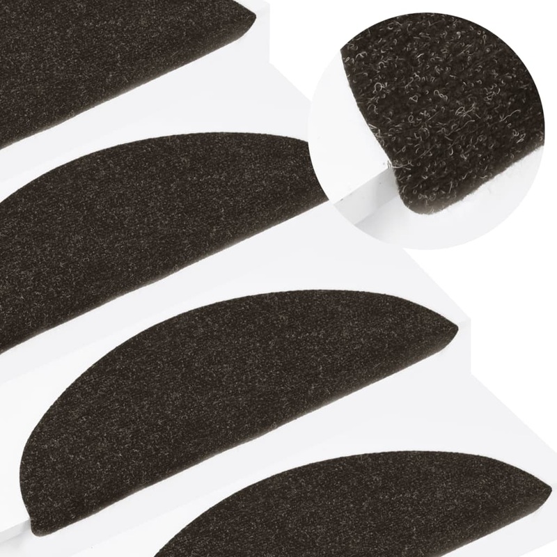 Berkfield Stair Mats Self-adhesive 10 pcs Anthracite 56x17x3 cm