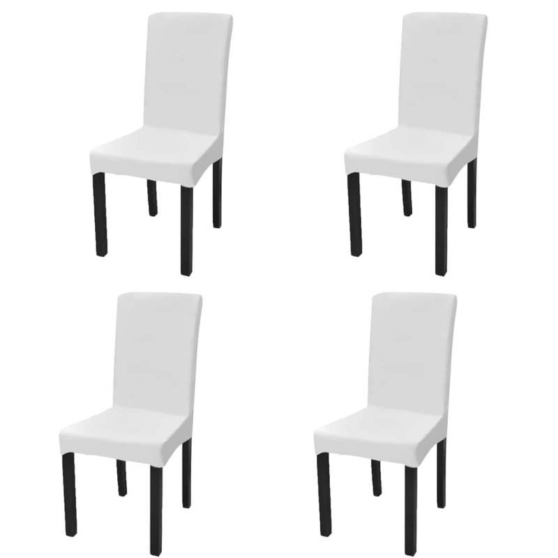 Berkfield Straight Stretchable Chair Cover 4 pcs White