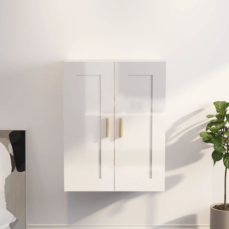 Berkfield Wall Cabinet High Gloss White 69.5×32.5×90 cm Engineered Wood