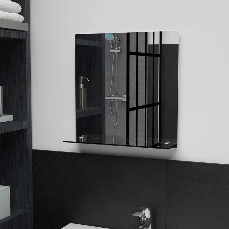 Berkfield Wall Mirror with Shelf 40×40 cm Tempered Glass