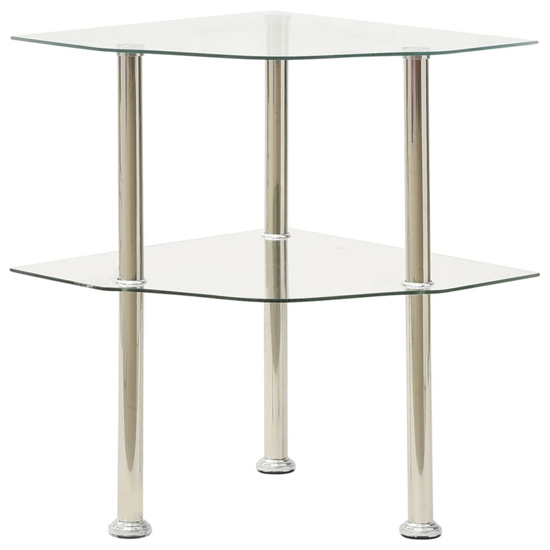 Berkfield 2-Tier Side Table Transparent 38x38x50 cm Tempered Glass