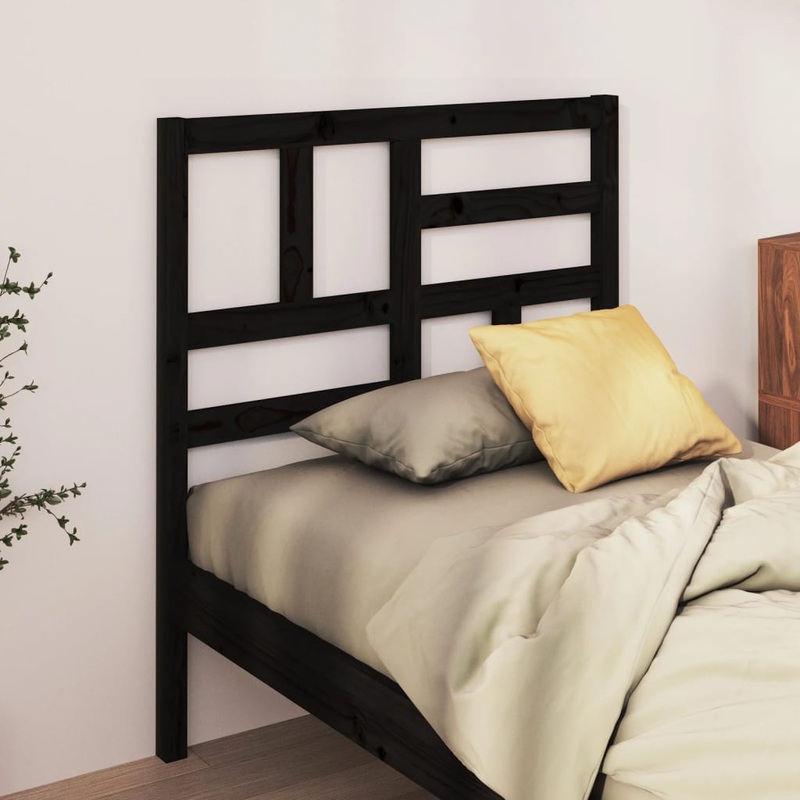 Berkfield Bed Headboard Black 96x4x104 cm Solid Wood Pine