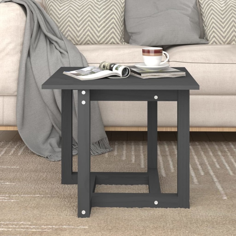 Berkfield Coffee Table Grey 50x50x45 cm Solid Wood Pine