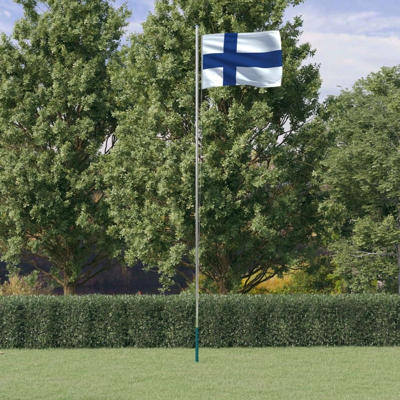 Berkfield Finland Flag and Pole 6.23 m Aluminium
