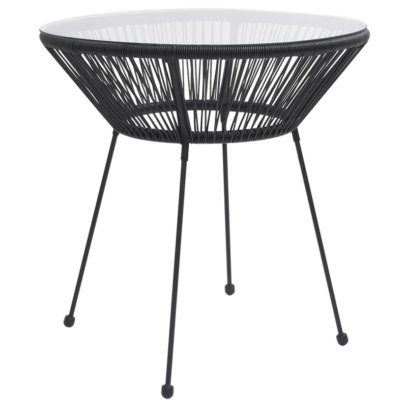 Berkfield Garden Dining Table Black _70x74 cm Rattan and Glass