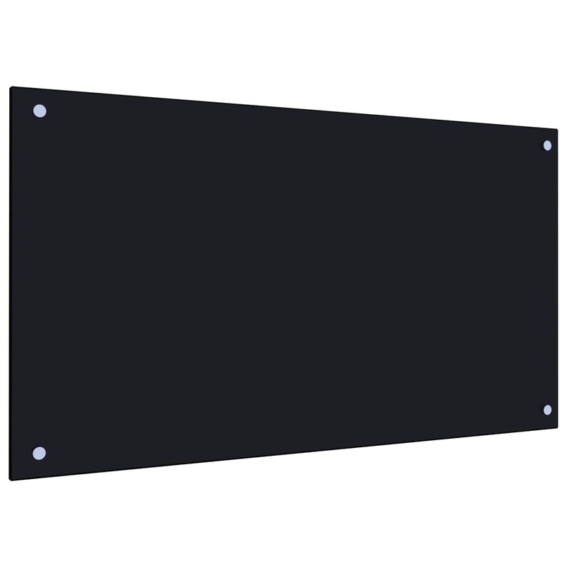 Berkfield Kitchen Backsplash Black 90×50 cm Tempered Glass