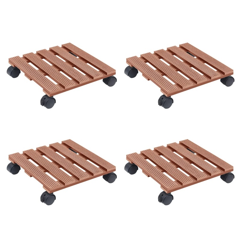 Berkfield Plant Trolleys 4 pcs Brown 30x30x7,5 cm WPC
