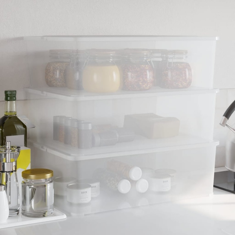 Berkfield Plastic Storage Boxes 3 pcs 25 L Stackable