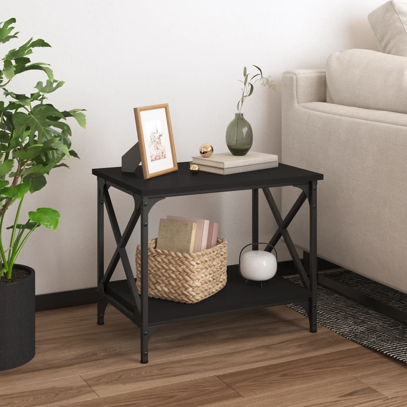 Berkfield Side Table Black 55x38x45 cm Engineered Wood