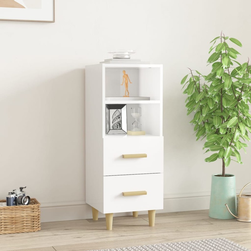 Berkfield Sideboard High Gloss White 34.5x34x90 cm Engineered Wood