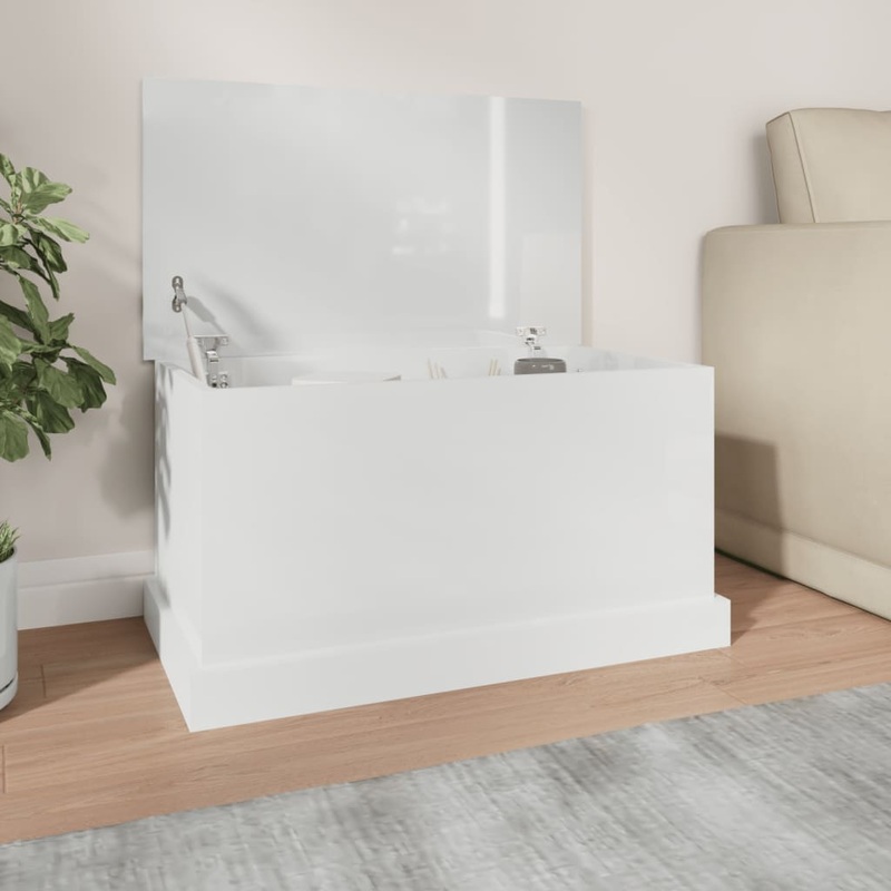 Berkfield Storage Box High Gloss White 70x40x38 cm Engineered Wood