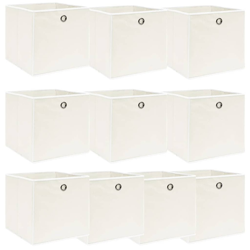 Berkfield Storage Boxes 10 pcs White 32x32x32 cm Fabric