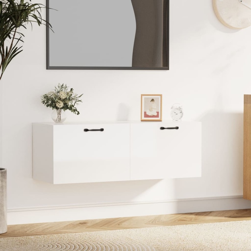 Berkfield Wall Cabinet High Gloss White 100×36.5×35 cm Engineered Wood
