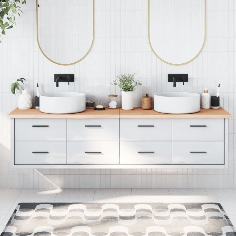 Berkfield Bathroom Countertop 200x50x4 cm Untreated Solid Wood