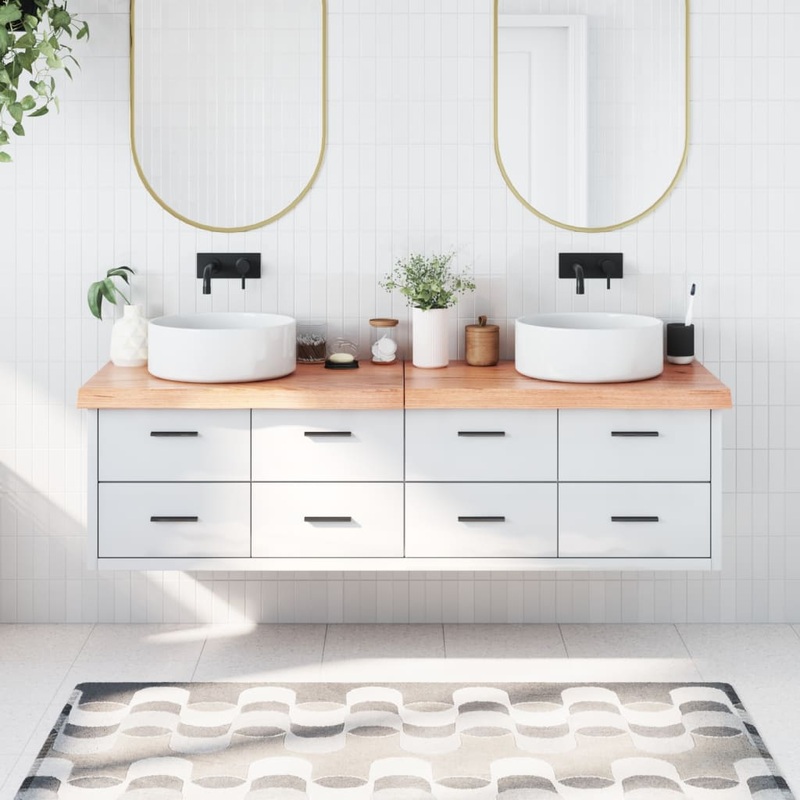 Berkfield Bathroom Countertop Light Brown 180x40x6 cm Treated Solid Wood