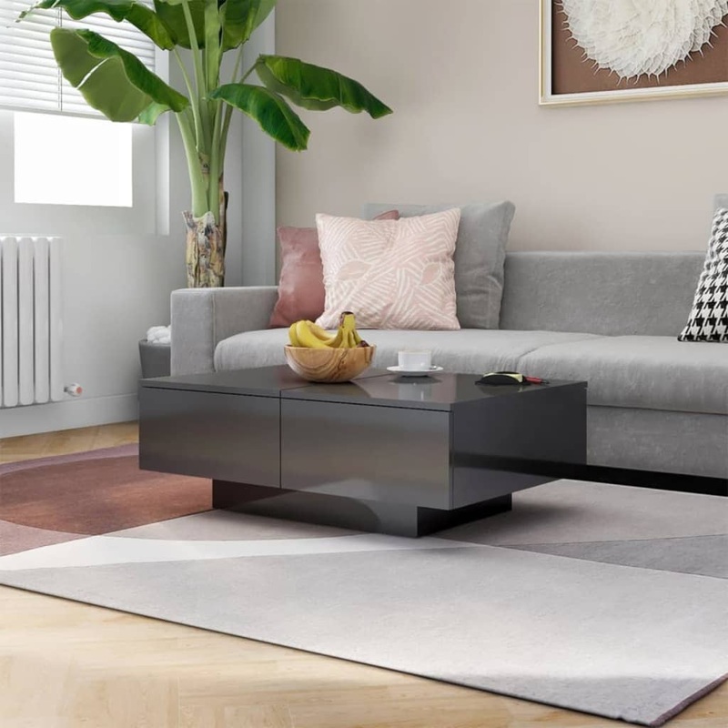 Berkfield Coffee Table High Gloss Grey 90x60x31 cm Engineered Wood