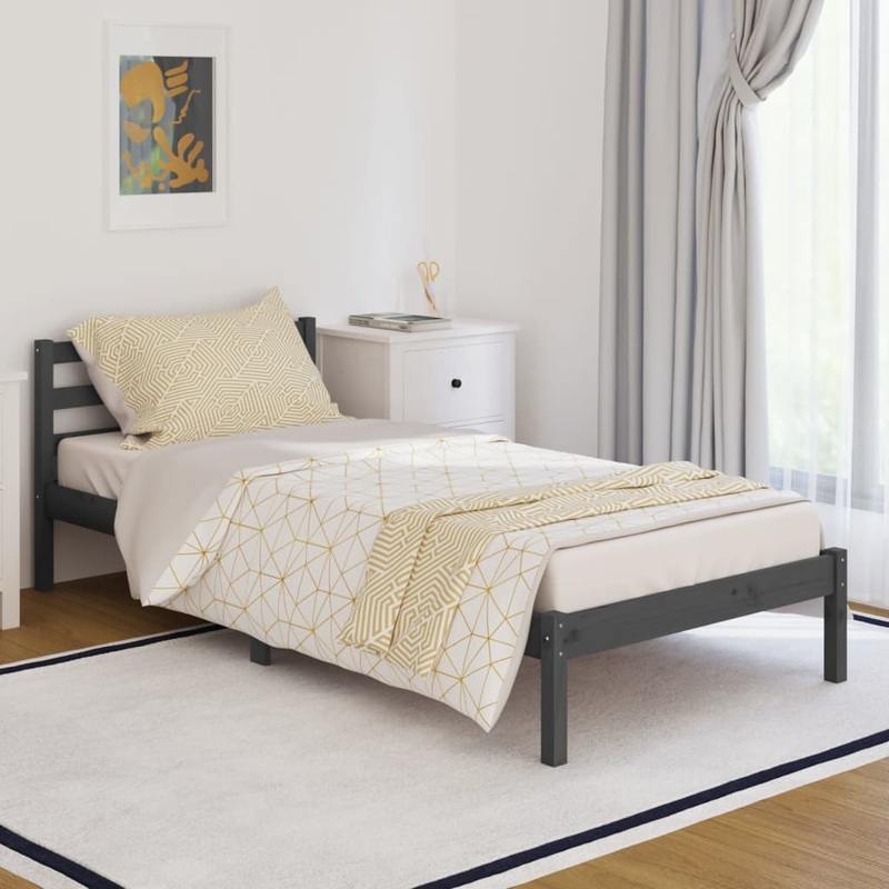 Berkfield Day Bed Solid Wood Pine 90×200 cm Grey