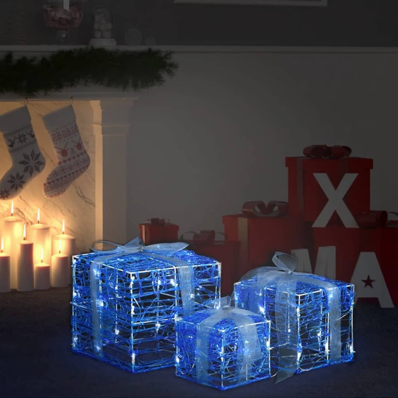 Berkfield Decorative Acrylic Christmas Gift Boxes 3 pcs Cold White